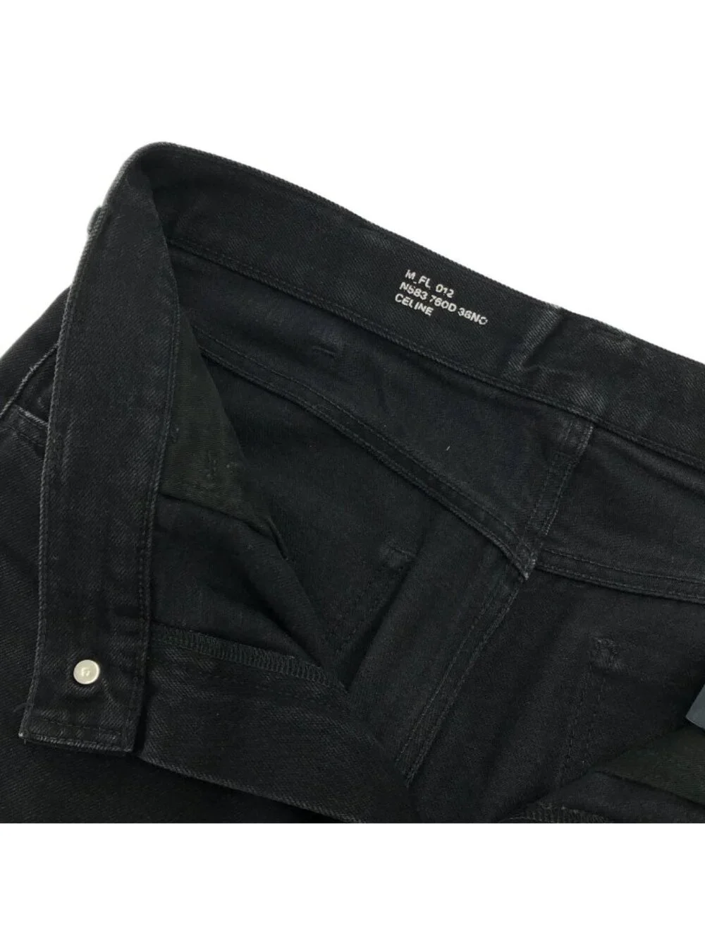 Celine Dylan Cutoff Boots Cut Denim Pants Black